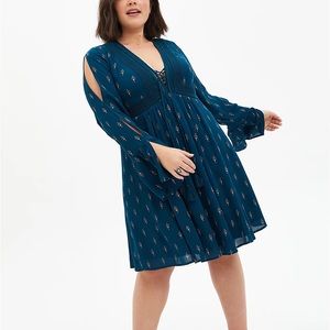 Torrid Teal Laceup Dress
